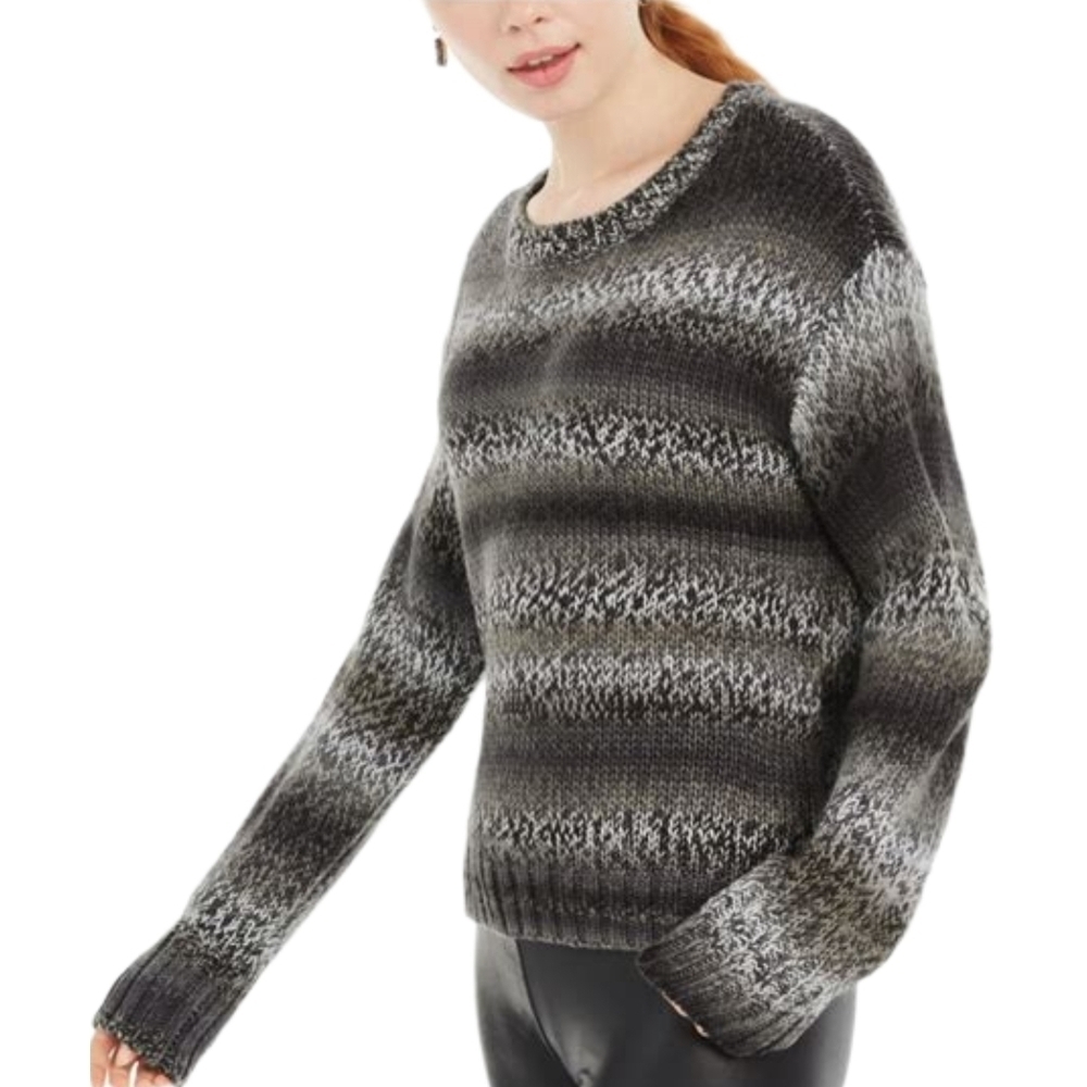 ULTRA FLIRT Womens Striped Long Sleeve Crew Neck Sweater Juniors XS